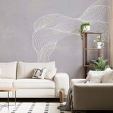 Abstract Wall Mural Grey White Wave Wallpaper