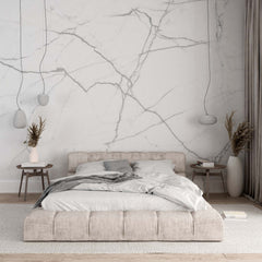 Custom Marble Textured Wall Mural Art Light Stone Black Lines Abstract Wallpaper