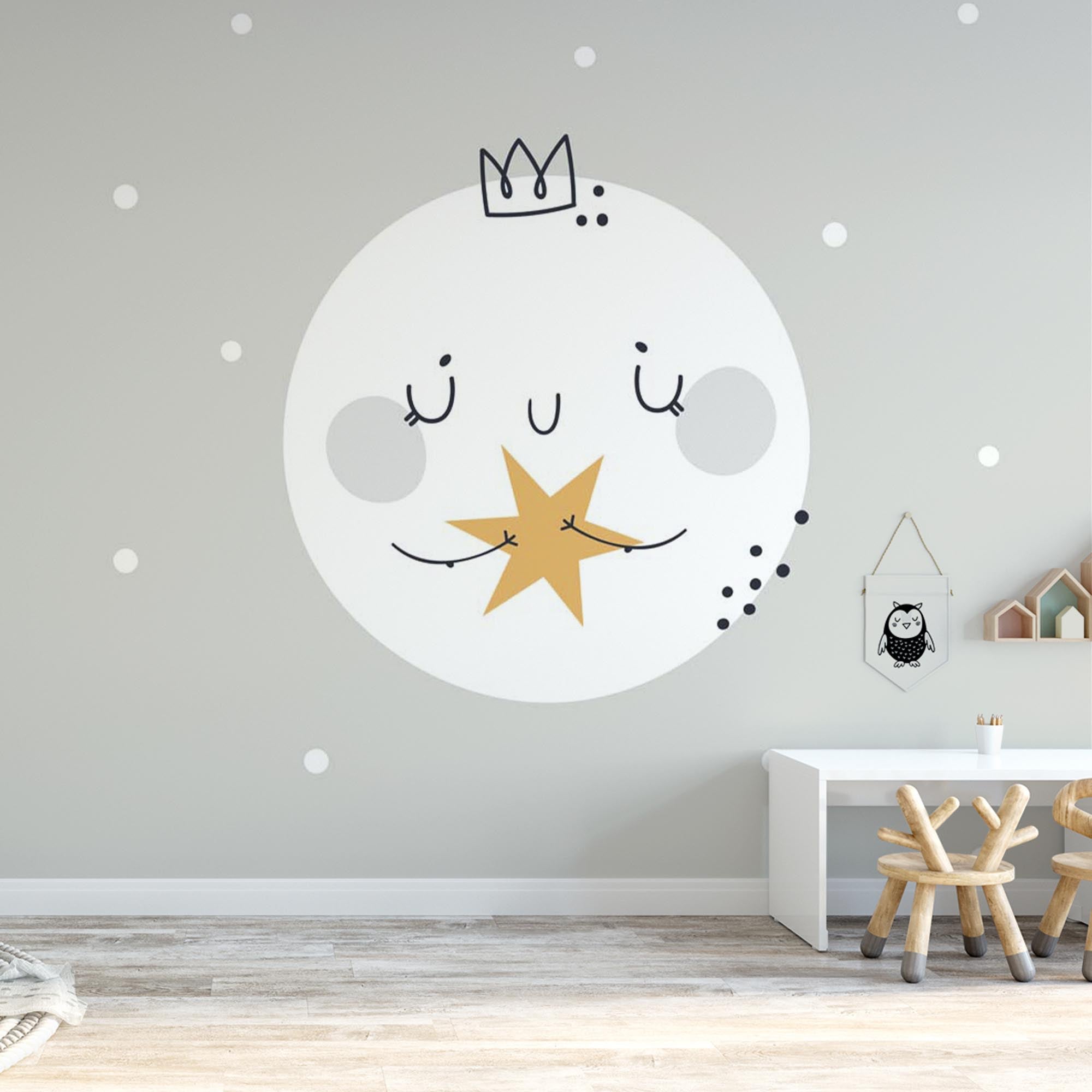 Kids Wall Murals Space Stars Moon Simple Design Wallpaper for Kids