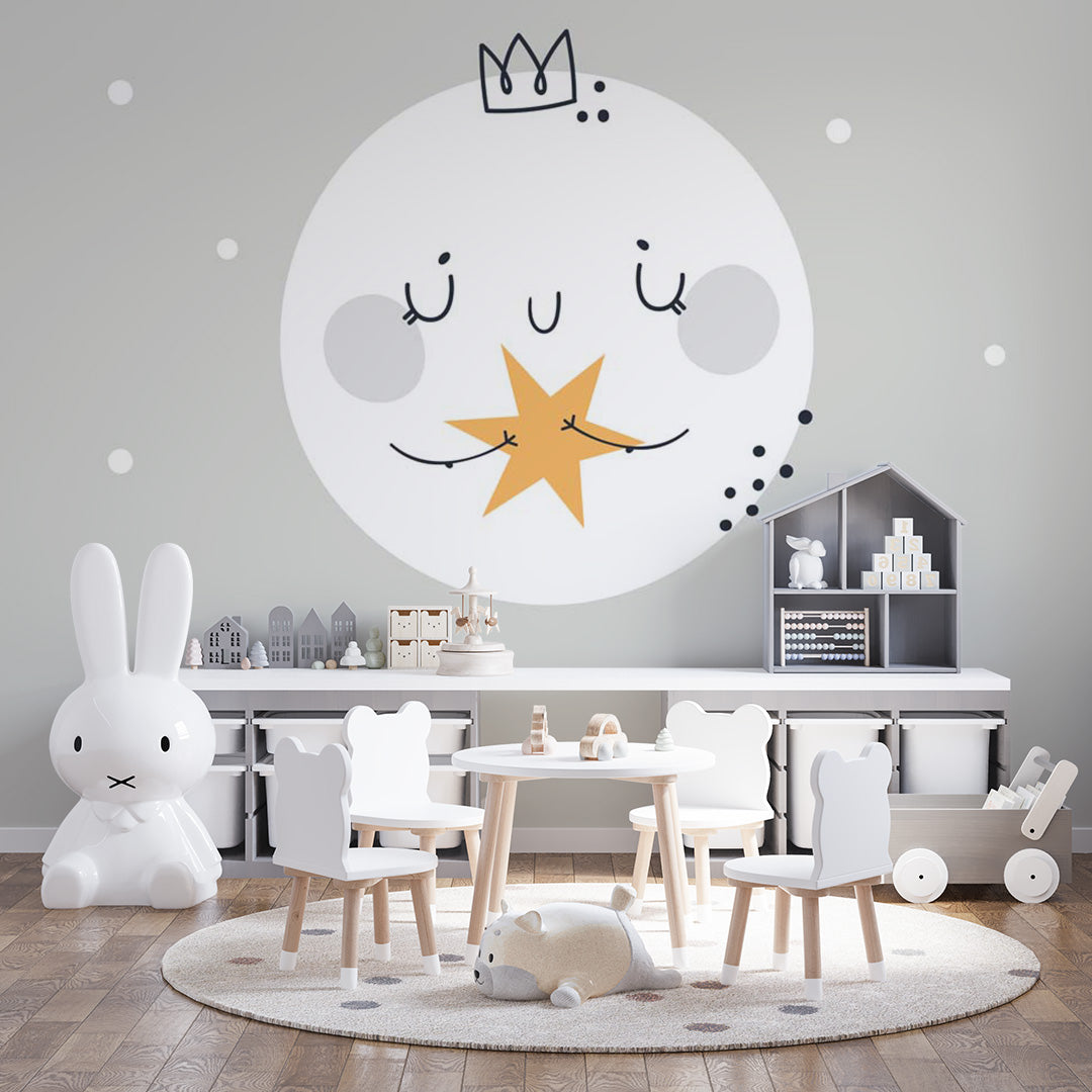 Kids Wall Murals Space Stars Moon Simple Design Wallpaper for Kids