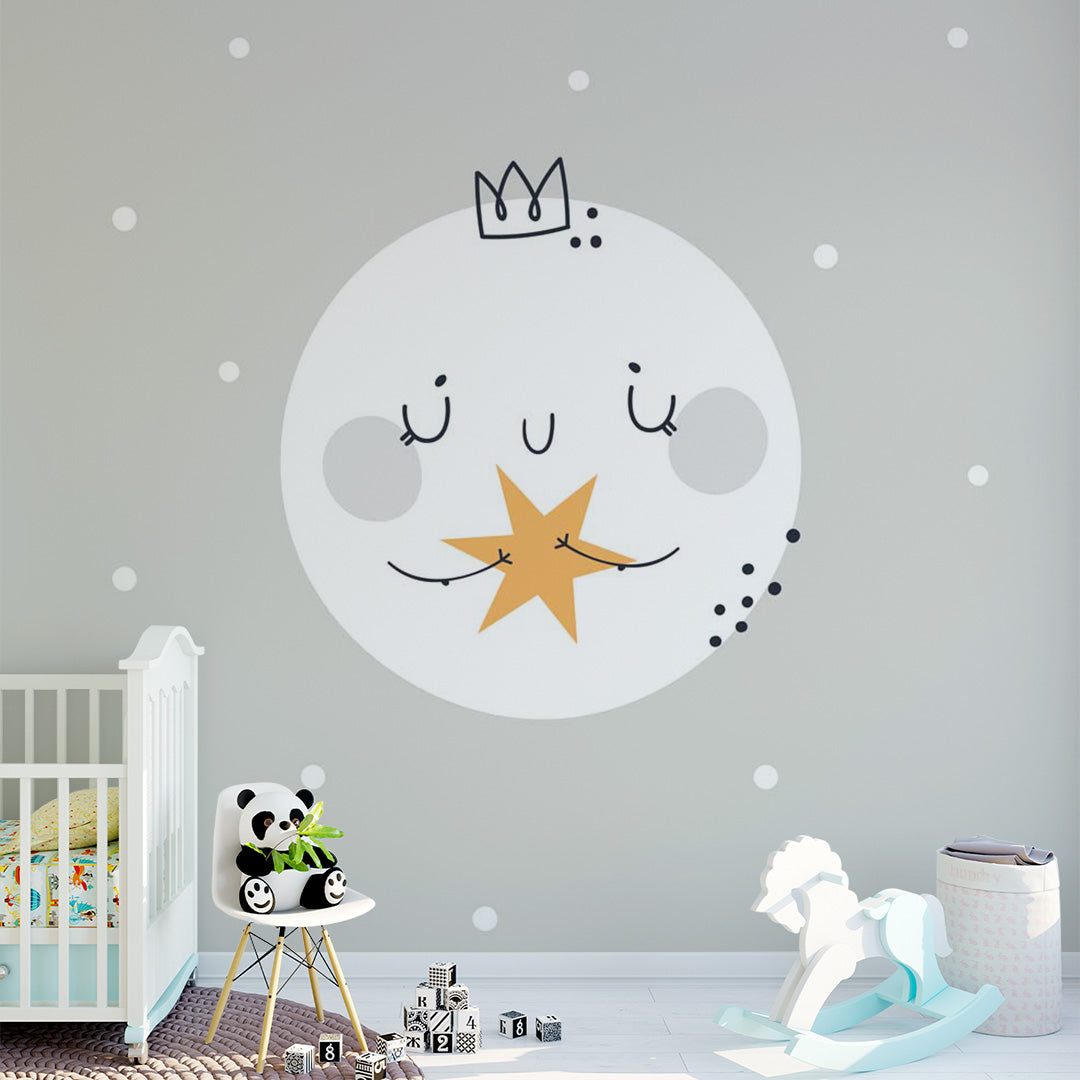 Kids Wall Murals Space Stars Moon Simple Design Wallpaper for Kids