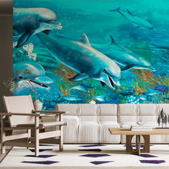 Custom Dolphins Wall Mural Underwater World Wallpaper