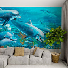 Custom Dolphins Wall Mural Underwater World Wallpaper