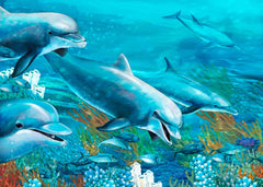 Custom Dolphins Wall Mural Underwater World Wallpaper