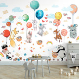 Hot Air Balloon Wall Decals for Kids Rooms Animal Wall Stickers