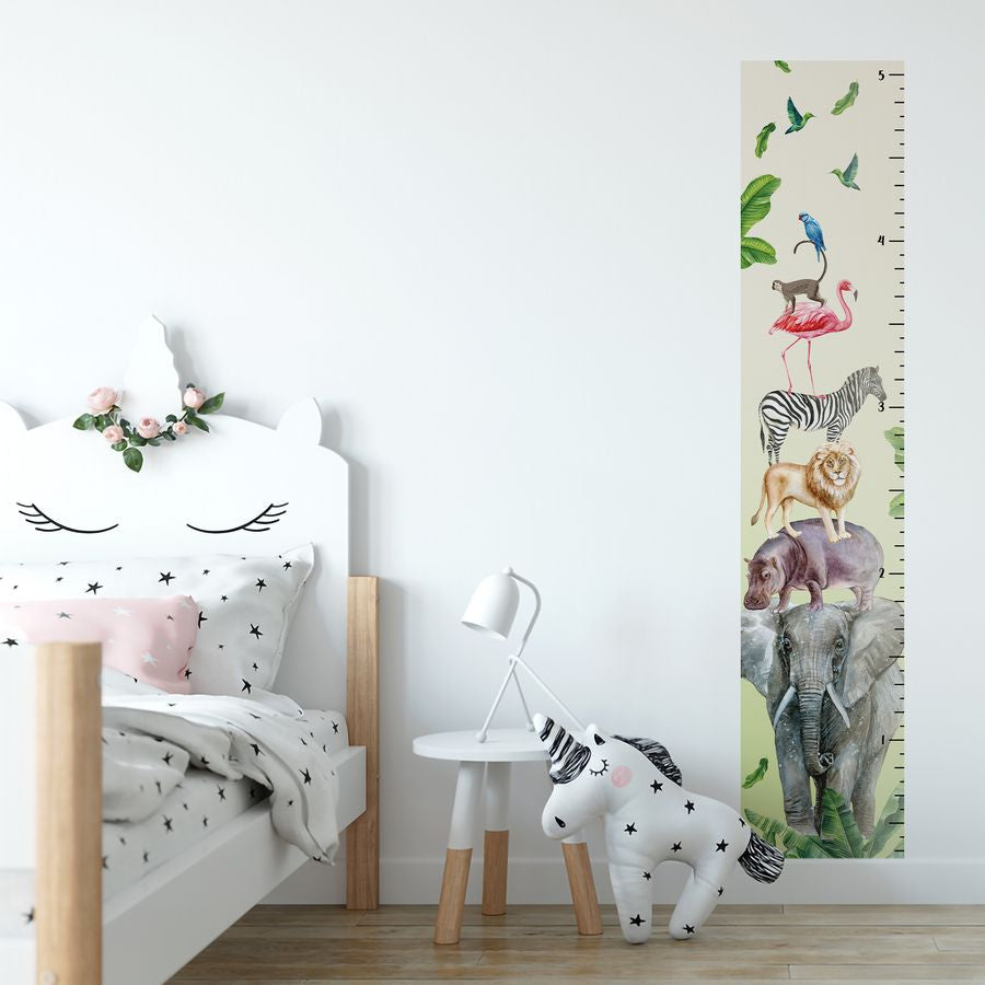 Kids' Growth Chart Peel and Stick Safari Animal - Vinyl Measurement Charts for Toddler Room Decoration