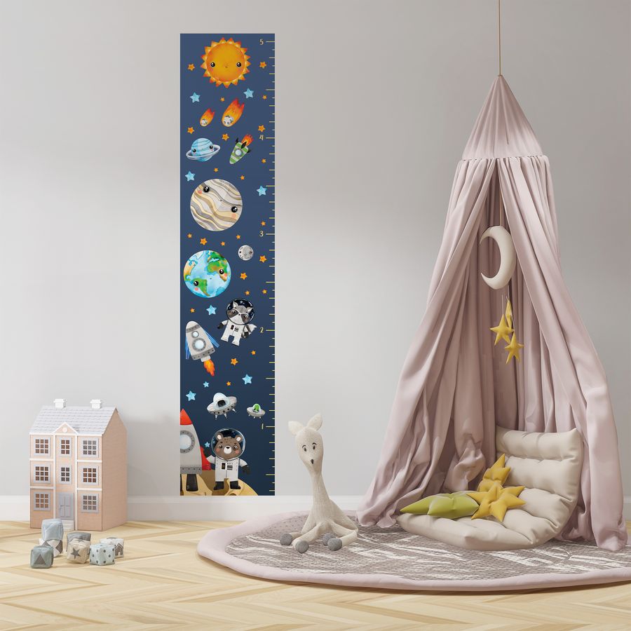 Kids' Growth Chart Peel and Stick Space Animal Solar System Decals