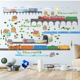 Vibrant Train Wall Decals for Kids' Rooms - Transports Kids Stikers