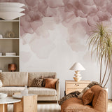 Blossom Flower Wall Mural Art  Pink Liquid Ink Abstract Wallpaper