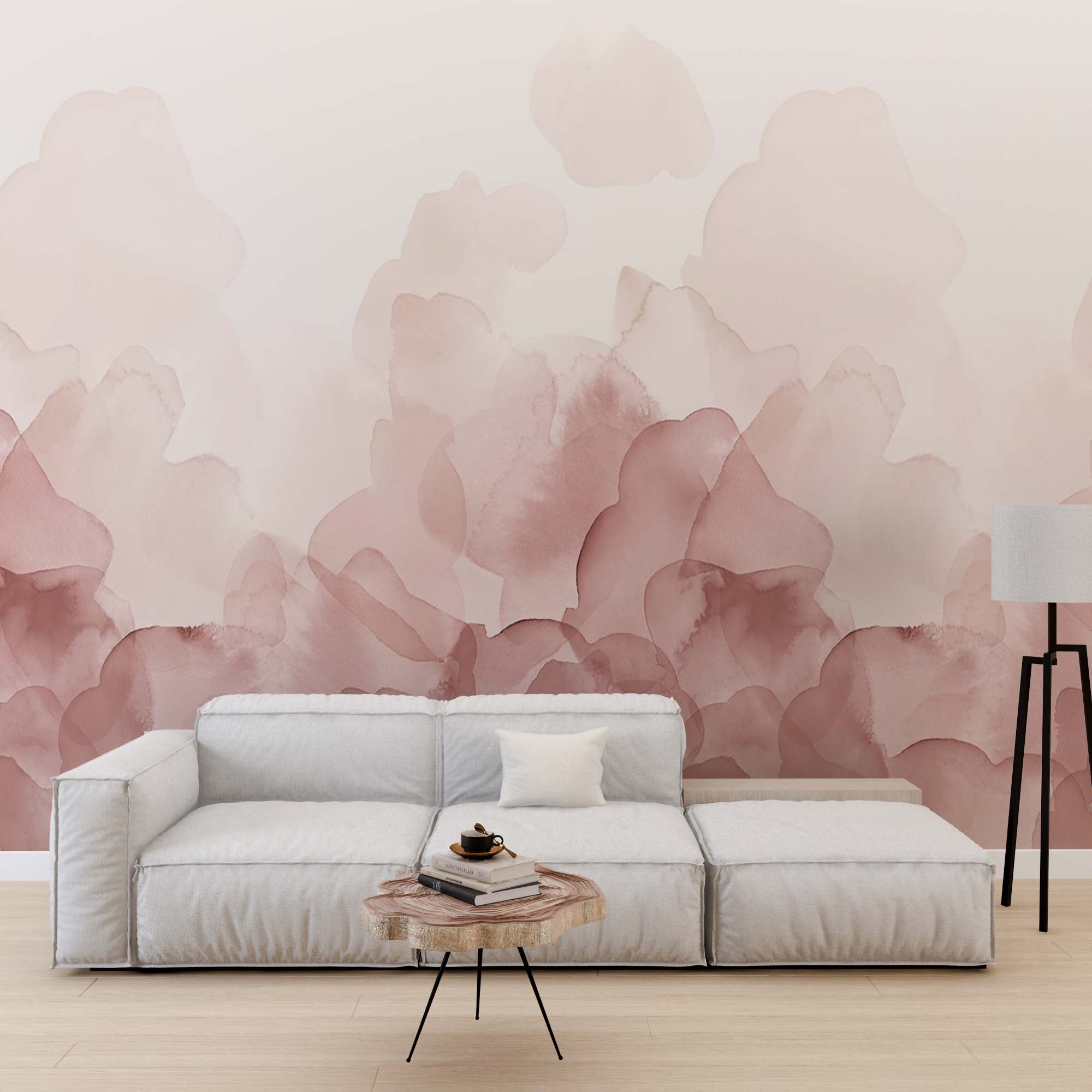 Abstract Wall Mural Watercolor Petals Pastel Wallpaper