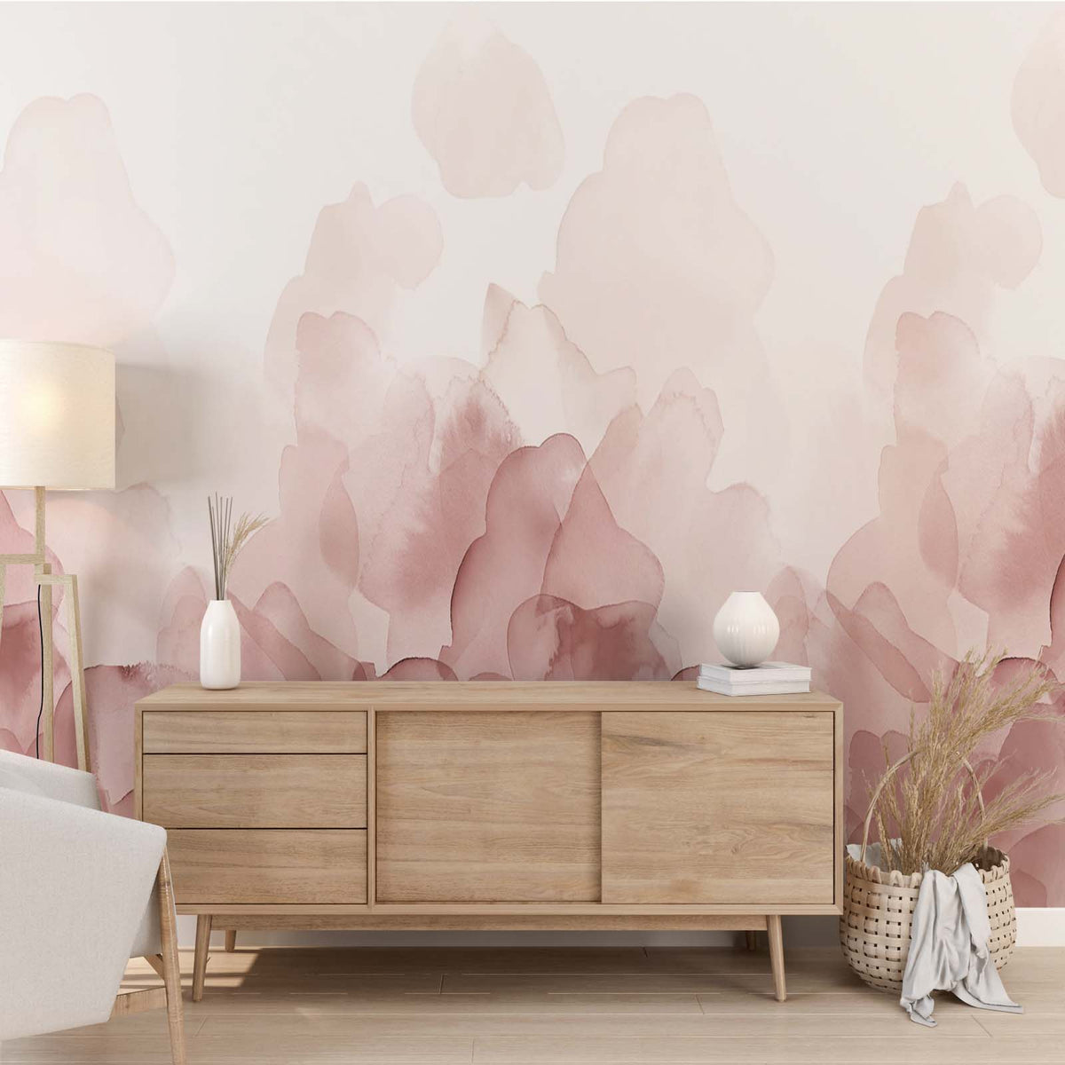 Abstract Wall Mural Watercolor Petals Pastel Wallpaper