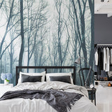 Bare Tree Silhouette Wall Mural Winter Forest Wallpaper