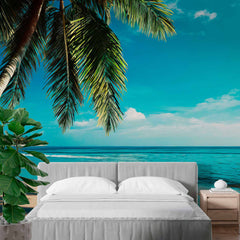 Custom Sunny Palm Beach Wallpaper