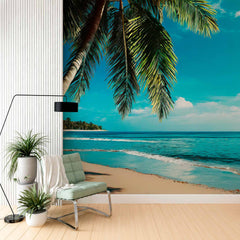 Custom Sunny Palm Beach Wallpaper