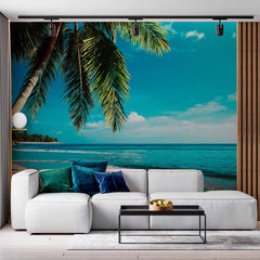 Custom Sunny Palm Beach Wallpaper