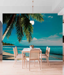 Custom Sunny Palm Beach Wallpaper