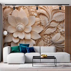 Custom Sculpted Floral Design Wallpaper