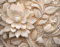 Custom Sculpted Floral Design Wallpaper