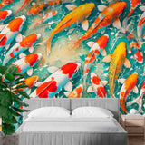 Colorful Japanese Koi Art Wallpaper