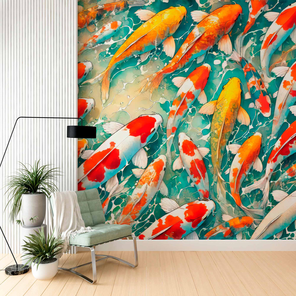 Colorful Japanese Koi Art Wallpaper