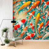 Colorful Japanese Koi Art Wallpaper