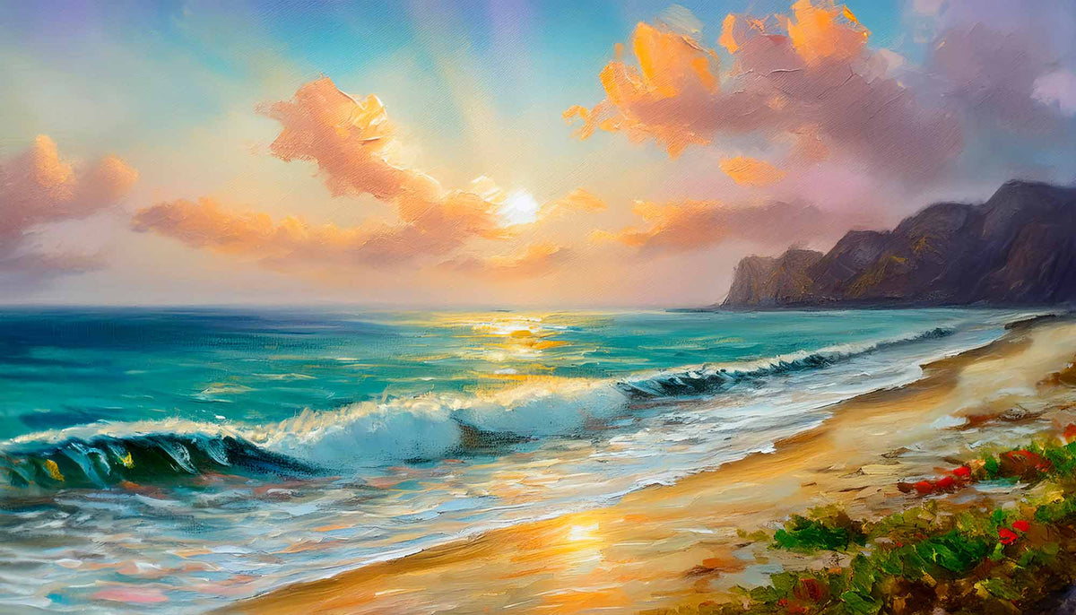 Custom Tranquil Seaside Evening Wallpaper