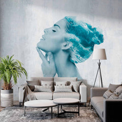 Custom Abstract Face and Nature Wall Mural Sea Accent Wallpaper