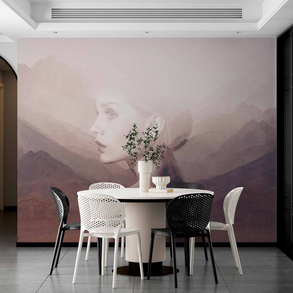 Custom Nature Silhouette Double Exposure Wall Mural Abstaract Wall Art