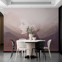 Custom Nature Silhouette Double Exposure Wall Mural Abstaract Wall Art