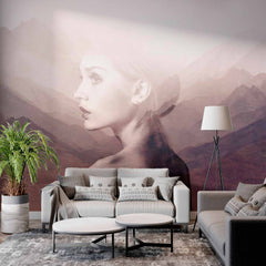 Custom Nature Silhouette Double Exposure Wall Mural Abstaract Wall Art