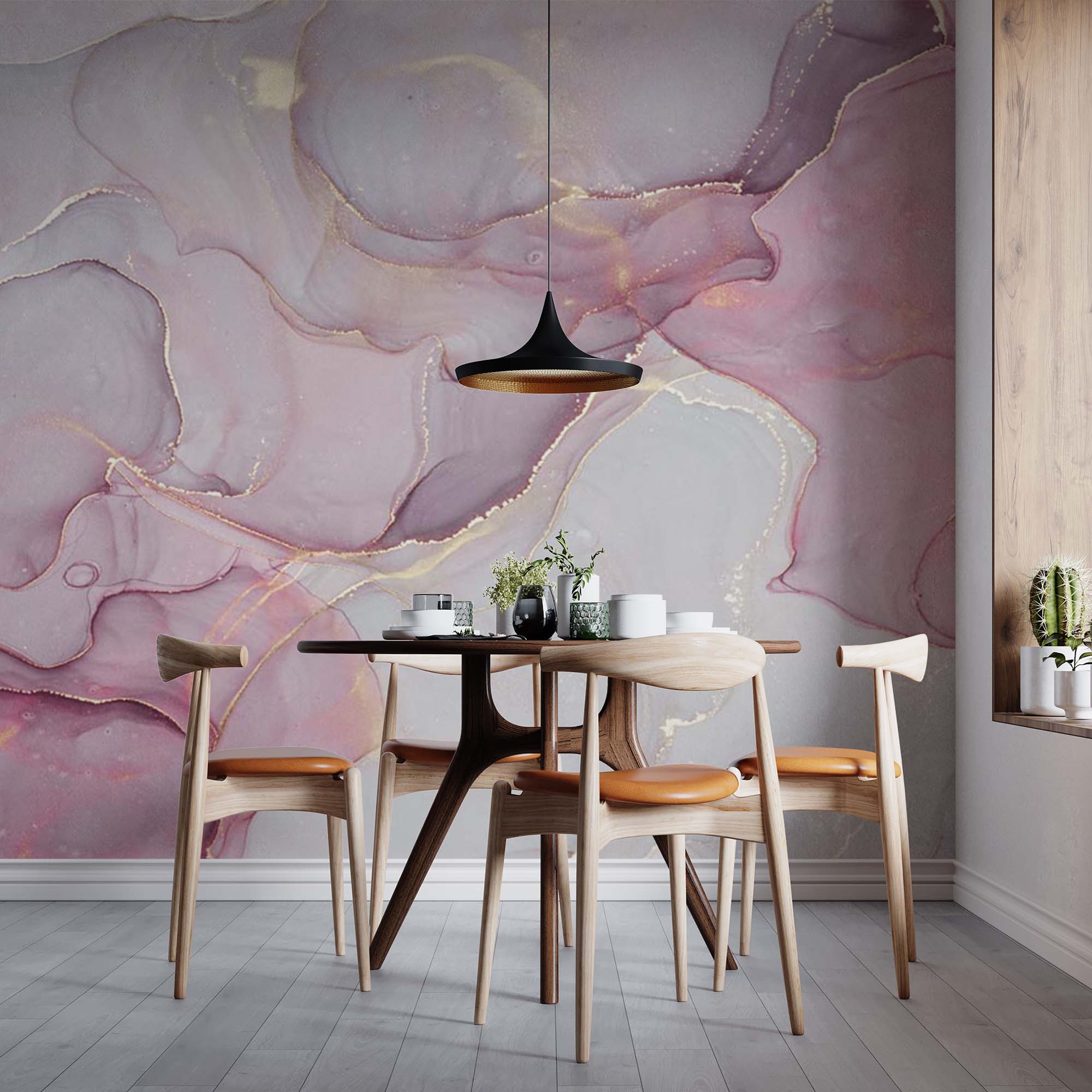 Pink Wall Mural Aqva Art Glittered Abstract Liquid Ink Wallpaper