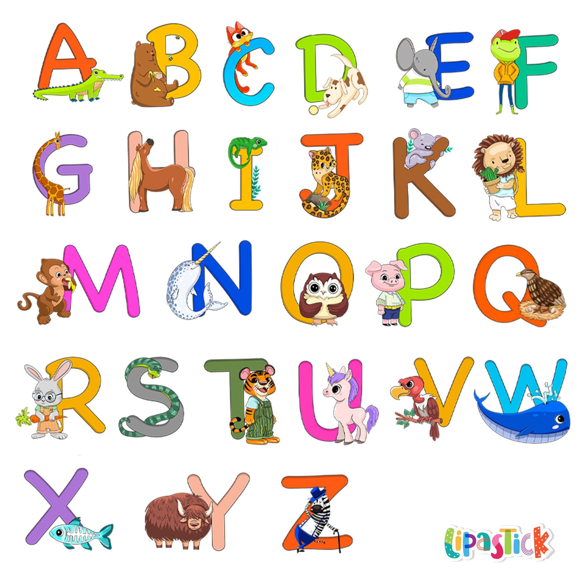 Animal Alphabet Wall Decals Educational ABC Stickers for Kids