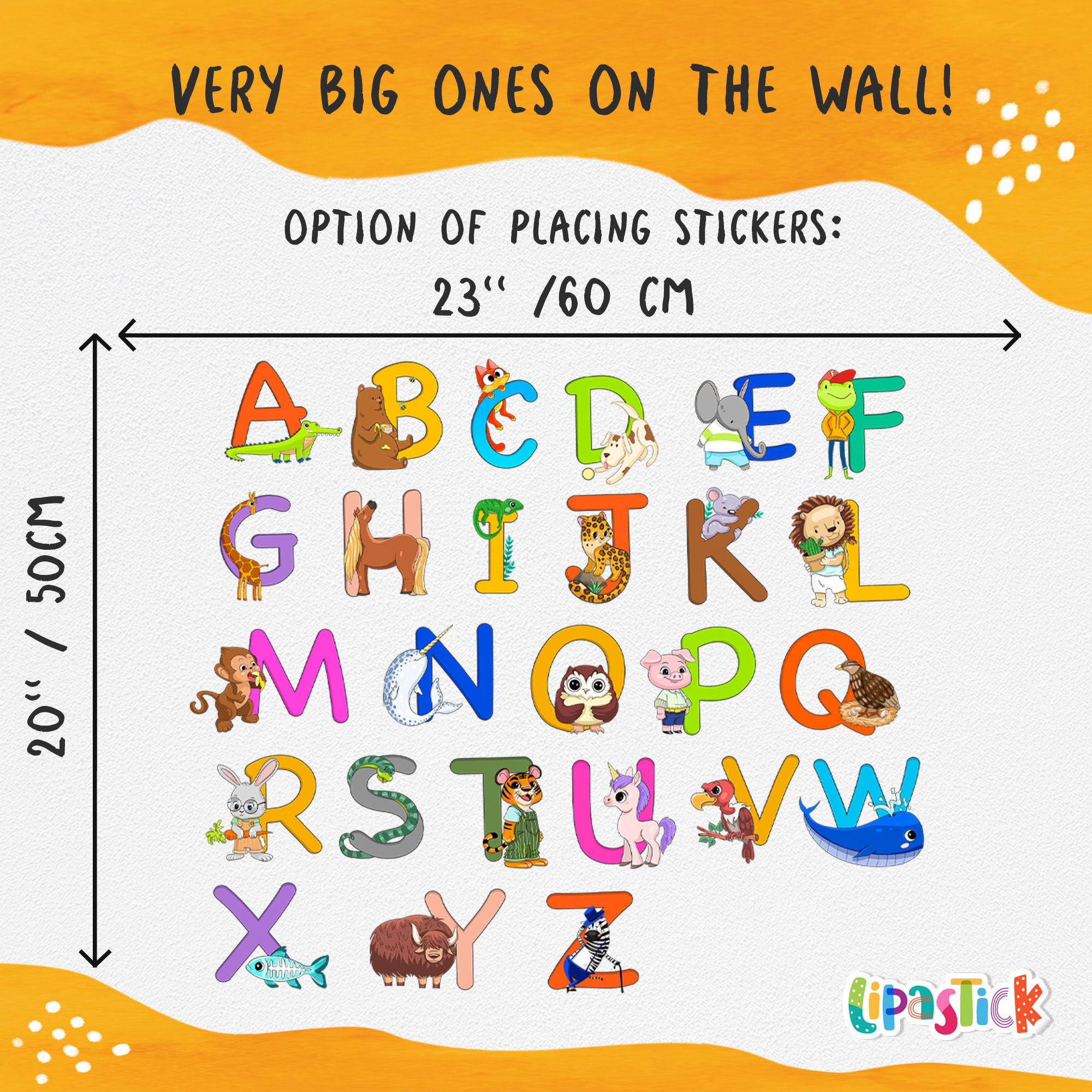 Animal Alphabet Wall Decals Educational ABC Stickers for Kids