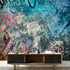 Custom Urban Graffiti Art with Colorful Abstract Design Wall Murals