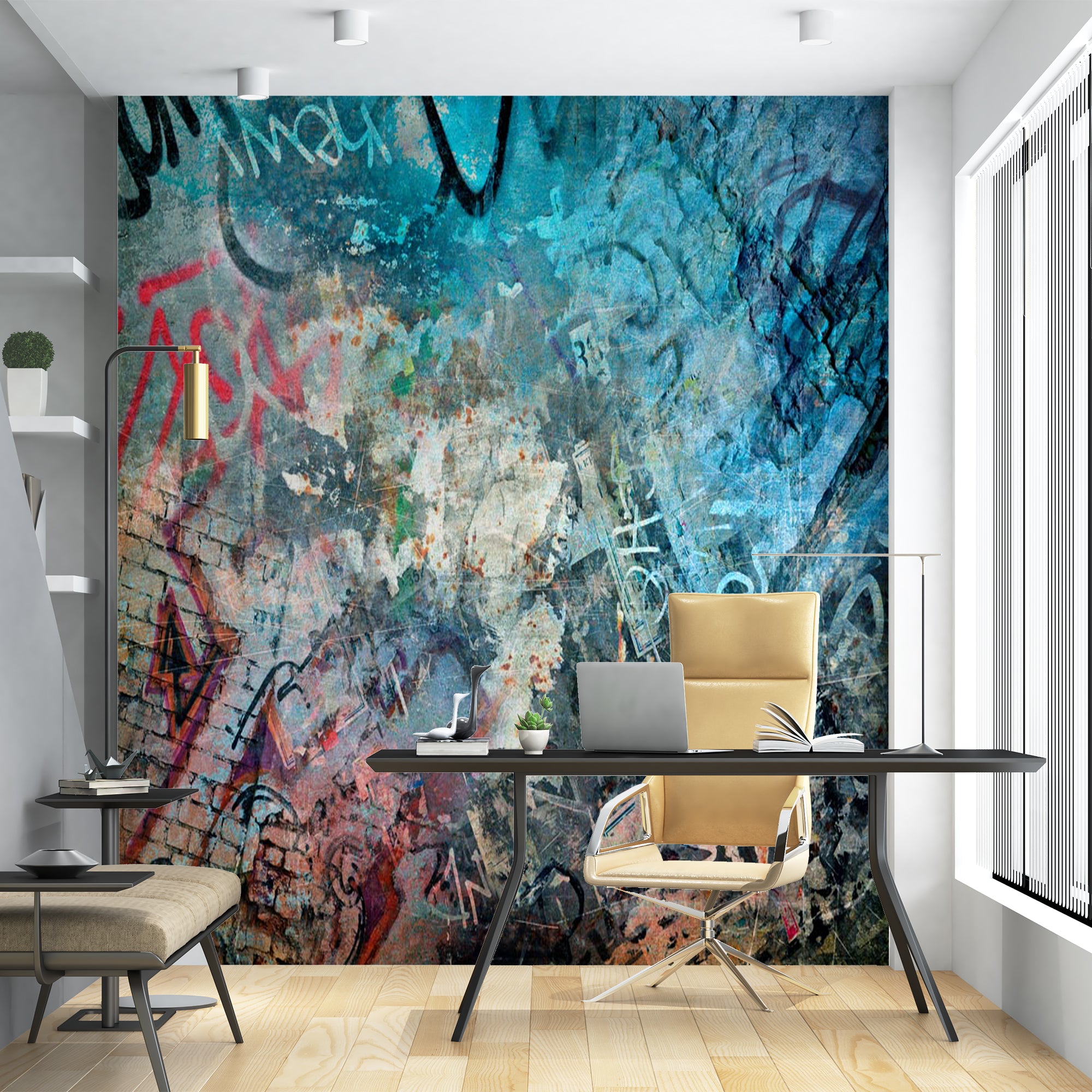 Urban Graffiti Art with Colorful Abstract Design Wall Murals