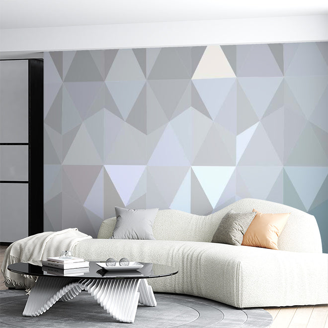 Modern Geometric Triangle Gradient Wallpaper in Gray Shades