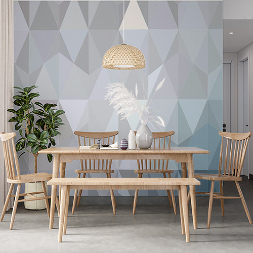 Modern Geometric Triangle Gradient Wallpaper in Gray Shades