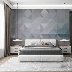 Custom Modern Geometric Triangle Gradient Wallpaper in Gray Shades