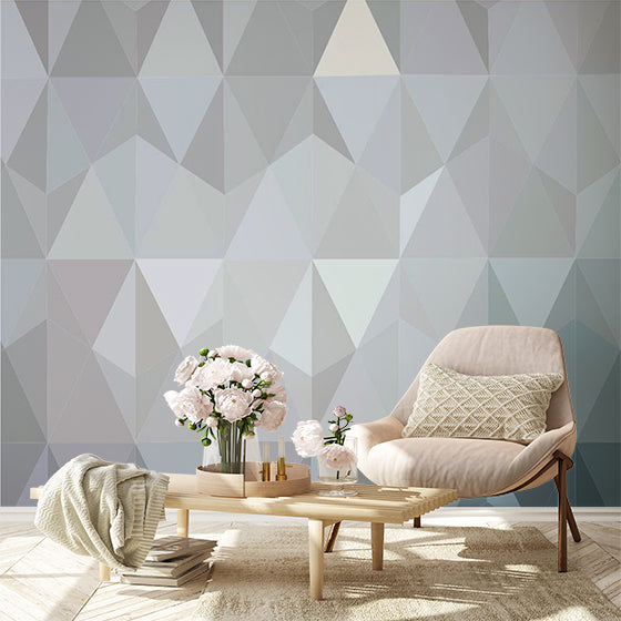 Modern Geometric Triangle Gradient Wallpaper in Gray Shades