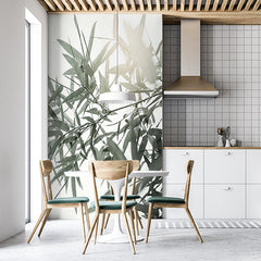 Custom Minimalist Bamboo Leaves Wall Mural Wallpaper