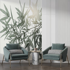 Custom Minimalist Bamboo Leaves Wall Mural Wallpaper