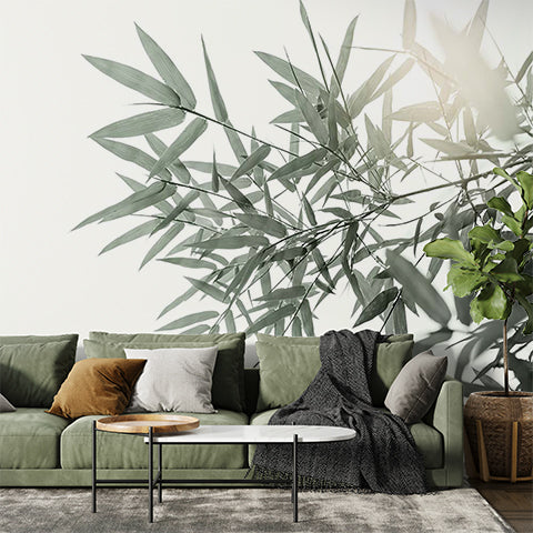 Minimalist Bamboo Leaves Wall Mural Wallpaper