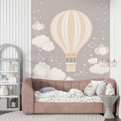 Custom Kids Wall Murals Hot Air Balloons Stars and Clouds Scandinavian Wallpaper