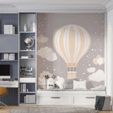 Kids Wall Murals Hot Air Balloons Stars and Clouds Scandinavian Wallpaper