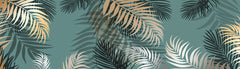 Custom Tropical Wall Mural Green Wallpaper Exotic Golden Palm Leaves