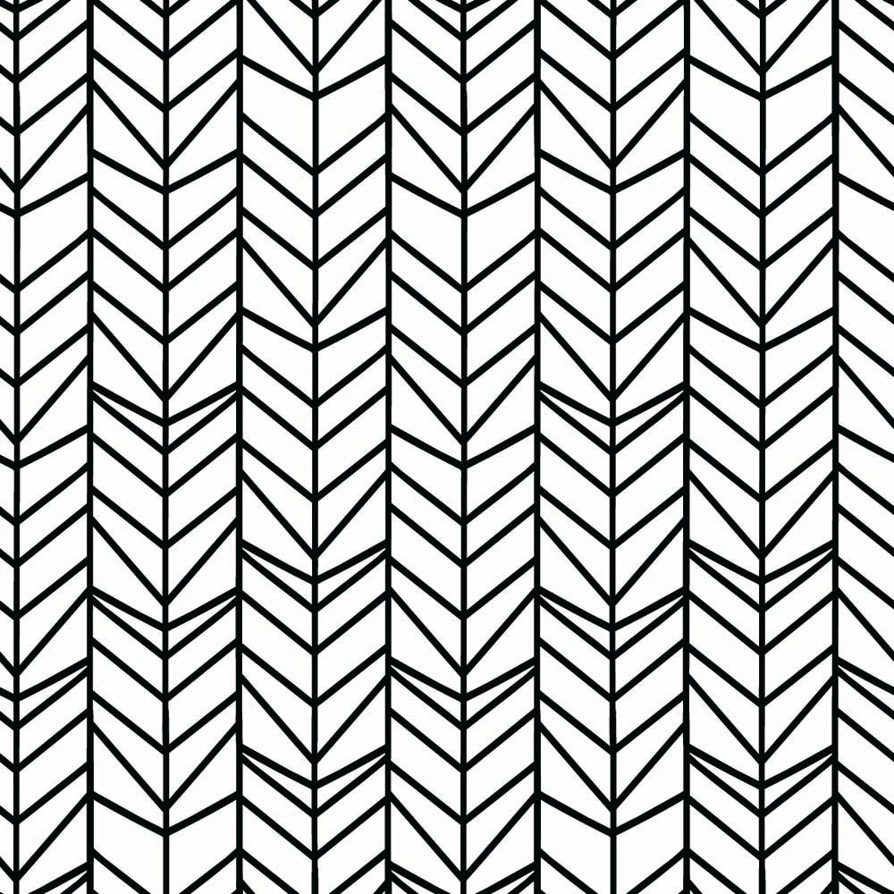 Papier peint chevrons noir et blanc – Papier peint panoramique motif audacieux dessiné à la main