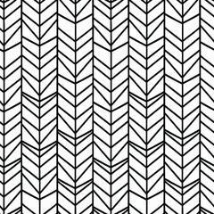 Custom Black and White Art Deco Chevron Pattern Wallpaper