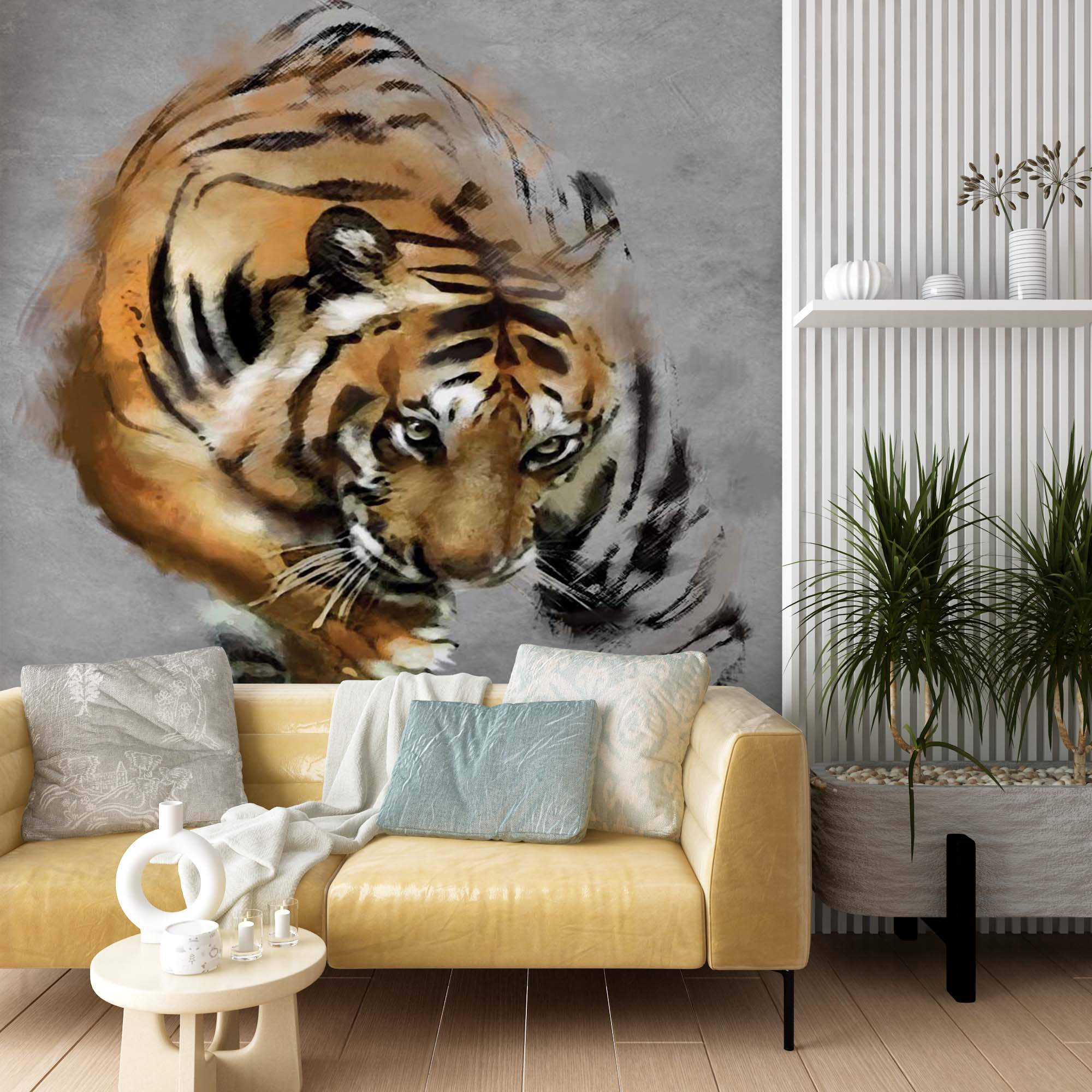 Hunting Tiger Wallpaper Animals Wall Mural