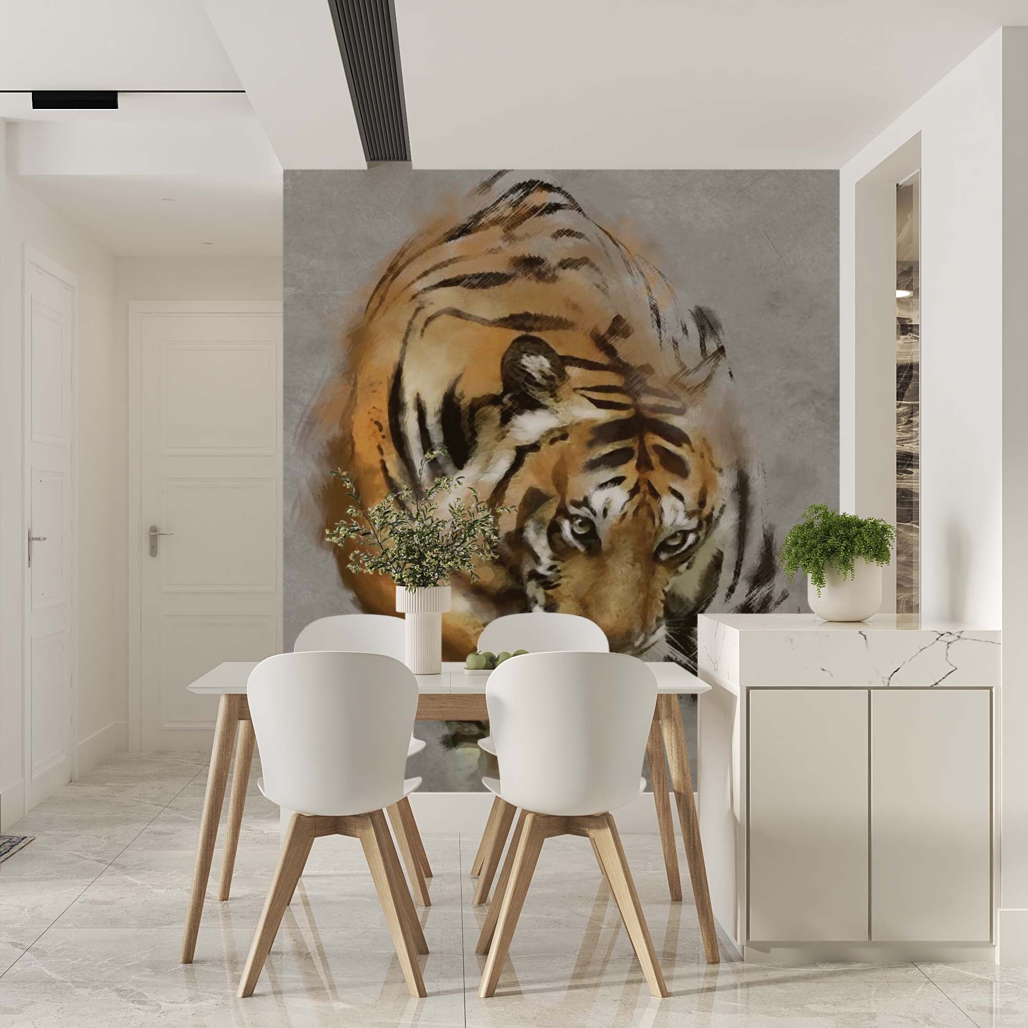 Hunting Tiger Wallpaper Animals Wall Mural