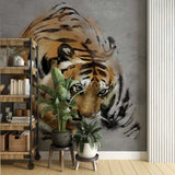 Hunting Tiger Wallpaper Animals Wall Mural